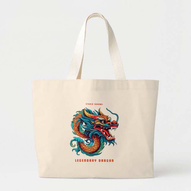 Bolsa Tote Grande Design do Dragão Legendário (Frente)