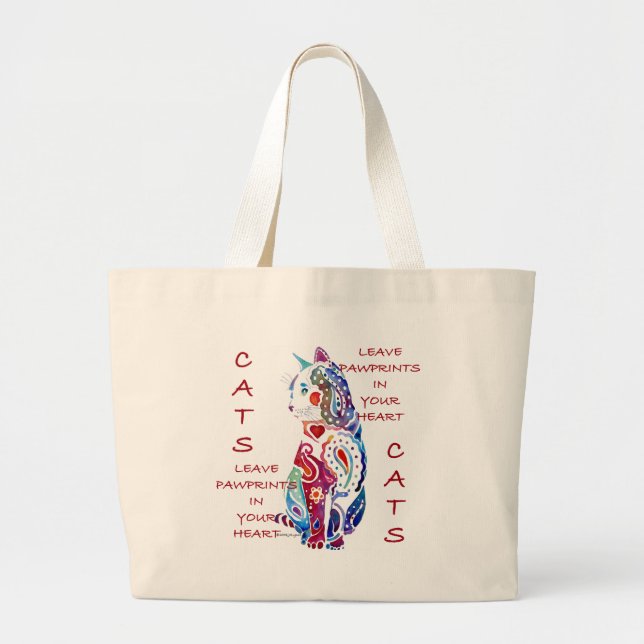 Bolsa Tote Grande Design do gato de Paisley (Frente)