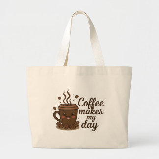 Bolsa Tote Grande Design Estético de Amante de Café | Vibrações Acon