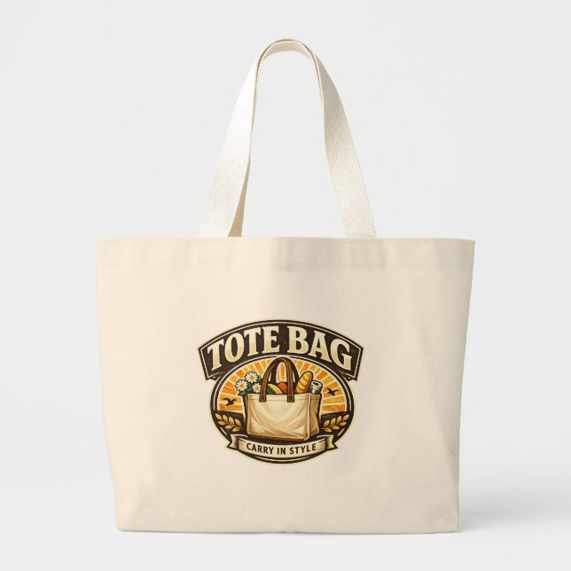 Bolsa Tote Grande Design Floral Retro (Frente)