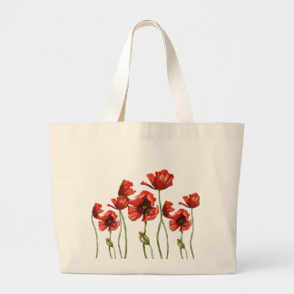 Bolsa Tote Grande Design floral vermelho das papoilas