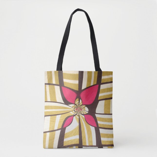 Bolsa Tote Grande design floral vermelho marfim (Frente)