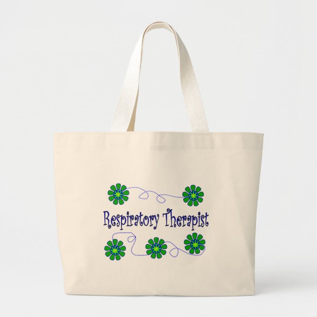 Bolsa Tote Grande Design retro das flores do terapeuta respiratório (Frente)