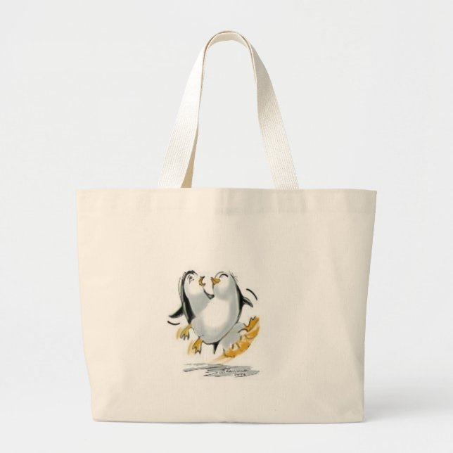 Bolsa Tote Grande deslizar dos pinguins (Frente)
