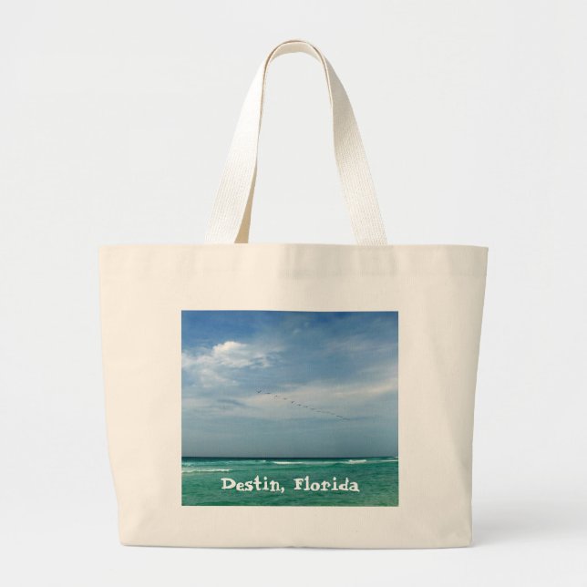 Bolsa Tote Grande Destin, design do mar de Florida/céu (Frente)