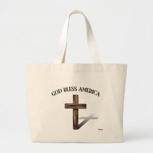 Bolsa Tote Grande DEUS ABENÇOE A AMÉRICA com cruz robusta