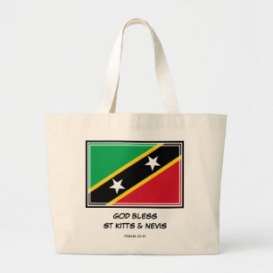 Bolsa Tote Grande DEUS ABENÇOE A BANDEIRA DE ST KITTS & NEVIS Patrió