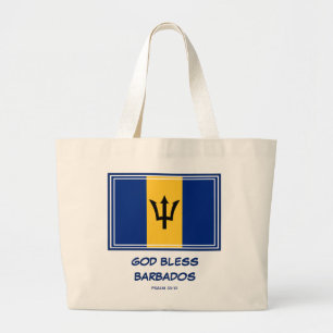 Bolsa Tote Grande DEUS ABENÇOE BARBADOS Patriótico Bandeira Bajan