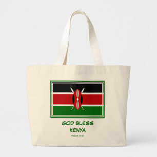 Bolsa Tote Grande DEUS ABENÇOE KENYA Bandeira Patriótica Queniana