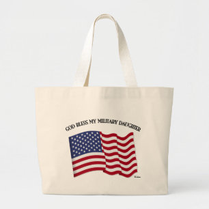 Bolsa Tote Grande DEUS ABENÇOE MINHA FILHA MILITAR com a bandeira do