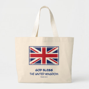 Bolsa Tote Grande DEUS ABENÇOE O REINO UNIDO Bandeira Patriótica