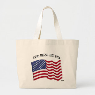 Bolsa Tote Grande DEUS ABENÇOE OS EUA com a bandeira dos EUA