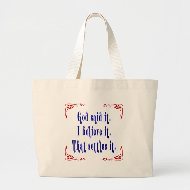 Bolsa Tote Grande Deus Disse! Quatro Flores Vermelhas  (Frente)