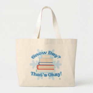 Bolsa Tote Grande Dia da Neve Ok Lendo o Slogan do Cartoon Cozy