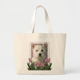 Bolsa Tote Grande Dia das mães - tulipas cor-de-rosa - Westie
