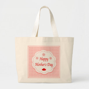 BOLSA TOTE GRANDE "DIA DE AS MÃES FELIZ" CORAÇÕES DE TINTA
