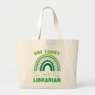 Bolsa Tote Grande Dia de São Patrício Bibliotecário Sortudo