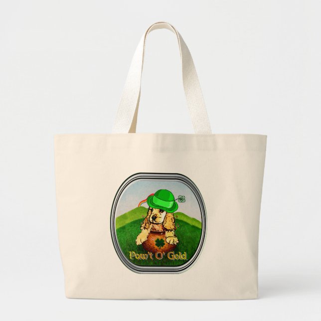 Bolsa Tote Grande Dia de São Patrício do Cocker Spaniel (Frente)