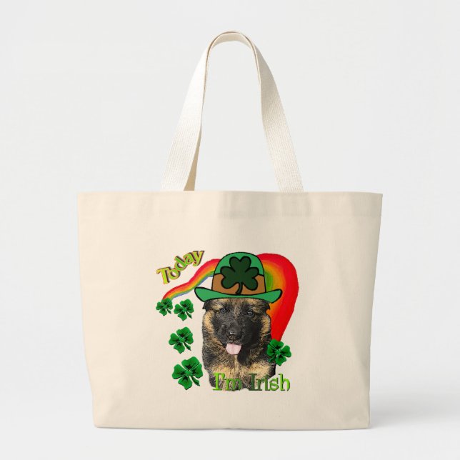 Bolsa Tote Grande Dia de São Patrício german shepherd (Frente)