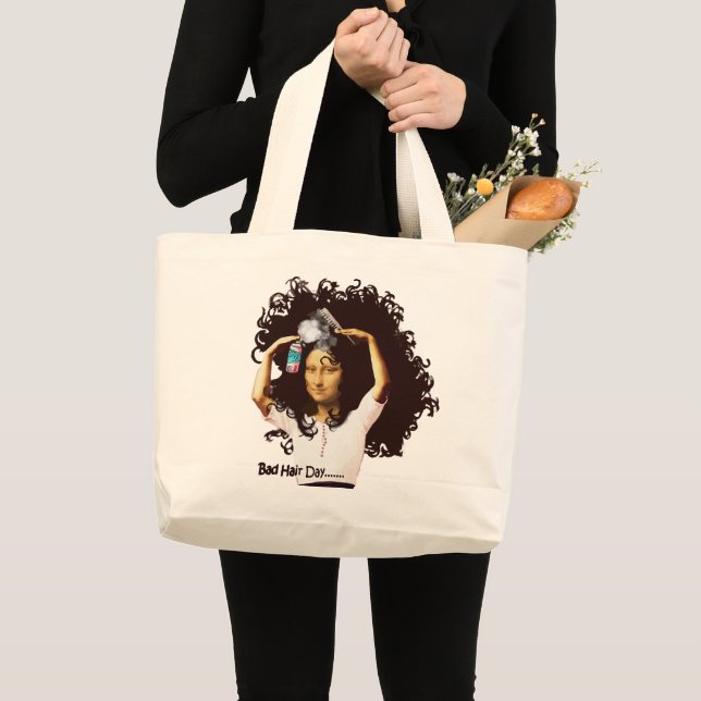 Bolsa Tote Grande Dia Ruim de Cabelo da Mona Lisa (Frente (produto))