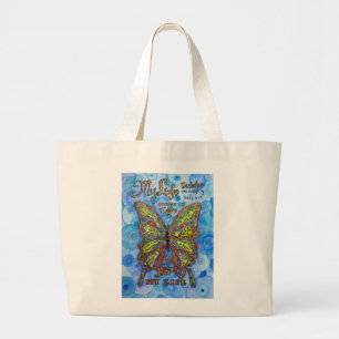 Bolsa Tote Grande Diabetes Consciência Arco-Íris Borboleta Sacos d