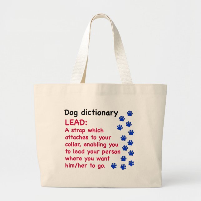 Bolsa Tote Grande Dicionário de cão líder (Frente)