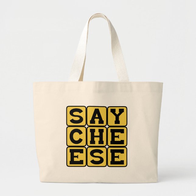 Bolsa Tote Grande Diga queijo, pedido de fotógrafo (Frente)