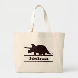 Bolsa Tote Grande Dinosaur Personalized Name Triceratops Tote Bag