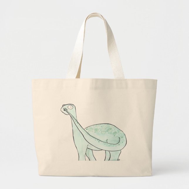 Bolsa Tote Grande Dinossauro que escolhe seu nariz (Frente)