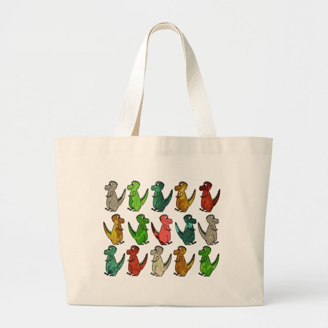 Bolsa Tote Grande Dinossauros Cons Coloridos (Frente)