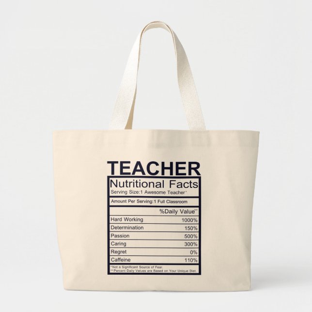 Bolsa Tote Grande Diversão Fatos Nutricionais Professor (Frente)