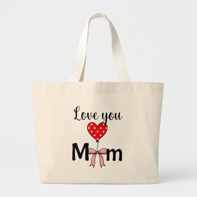Bolsa Tote Grande Doce e elegante “Amo Você Mamãe” (Frente)