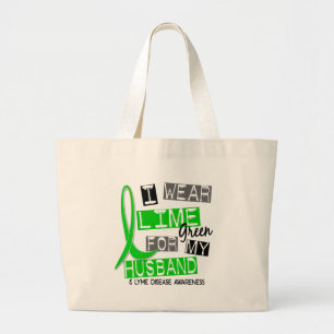 Bolsa Tote Grande Doença de Lyme eu visto o verde limão para meu