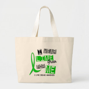 Bolsa Tote Grande Doença de Lyme eu visto o verde limão para mim 3