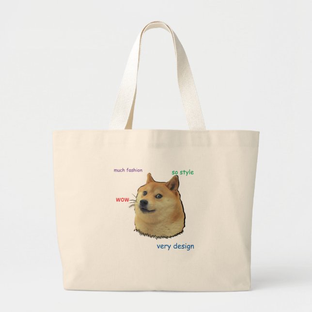 Bolsa Tote Grande Doge.  Assim Shibe (Frente)