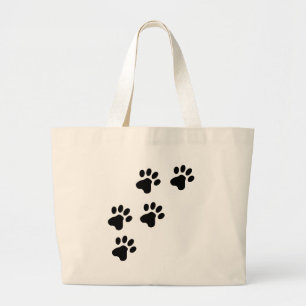 Bolsa Tote Grande doggy bonito preto das patas do cão