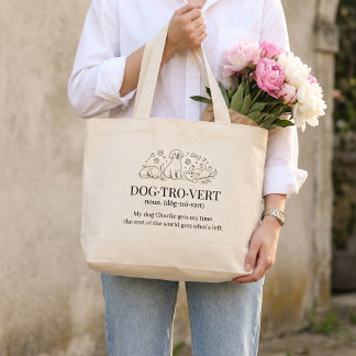 Bolsa Tote Grande Dogtrovert Cute Funny Text Dog Introverts Tote Bag