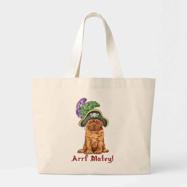 Bolsa Tote Grande Dogue de Bordeaux Pirate Large Tote Bag (Frente)