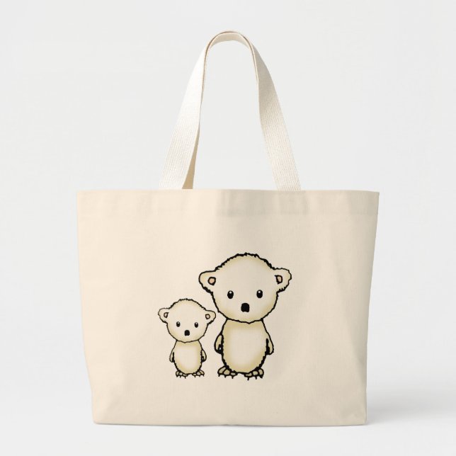 Bolsa Tote Grande Dois Ursos Polares Pequenos (Frente)