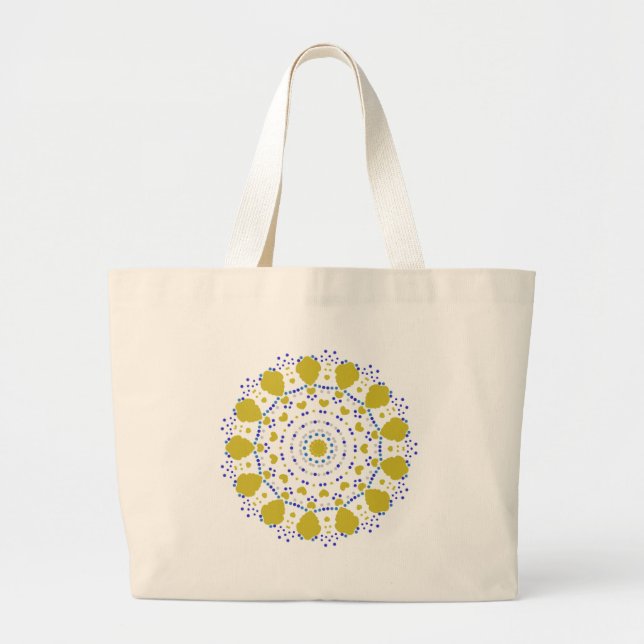 Bolsa Tote Grande Dot Mandala com Corações e Folhas (Frente)