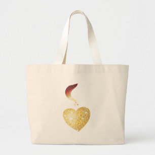 Bolsa Tote Grande Dourado Coração da Bola Disco