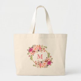 Bolsa Tote Grande Dourado Solo Floral Cor de Água Rosa