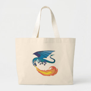 Bolsa Tote Grande dragão azul soprando fogo