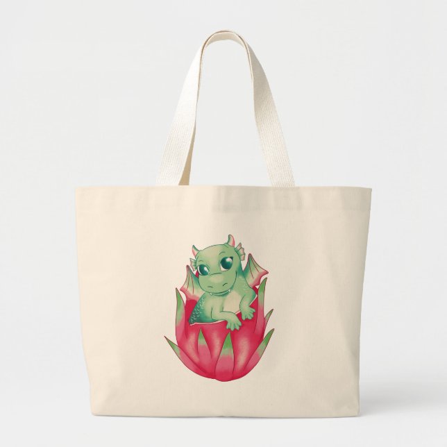 Bolsa Tote Grande Dragão bebê em uma Fruta de dragão (Frente)