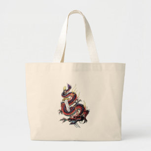 Bolsa Tote Grande Dragão japonês Katana de Sui Riu