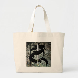 Bolsa Tote Grande Dragão Preto e Espada