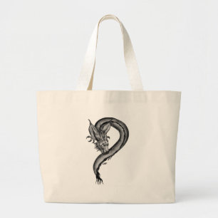Bolsa Tote Grande Dragon black and desenhos whites