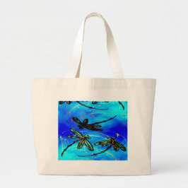 Bolsa Tote Grande Dragonfly Flor Elétrico Azul