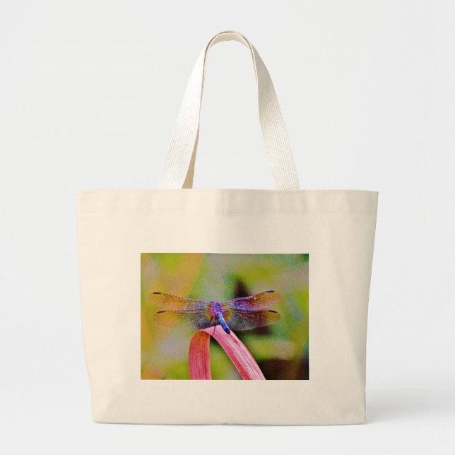 Bolsa Tote Grande Dragonfly Rosa Brilhante Brilhante (Frente)