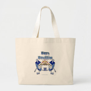 Bolsa Tote Grande Dreidels Dançantes e Rosquinhas de Hanukkah
